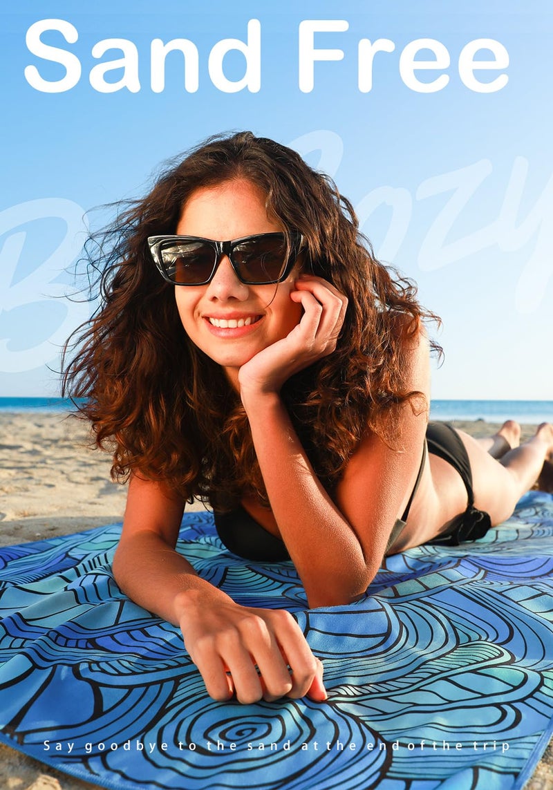 Widdonen Microfiber Thin Lightweight Flat Beach Towel Sand Free Quick Dry Absorbent Compact Towels for Swimming Pool Camping Beach Accessories Large Easy Pack Travel Things for Vacation Essentials Adult Gift - Image 4